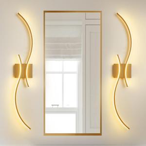 Modern LED Wall Sconce, 39" 2-Light Gold Wall Light Fixture for Living Room, Bathroom, Hallway, Dimmable with Remote Control, 3000K/4000K/5000K with Memory Function (Set of 2) (Dimmable, Remote)