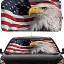 Gven Car Shade Patriotic Car Sun Shade with USA Flag Car Front Windshield Shade for Heat Protection Patriotic Car Accessories American Flag for Car Pickup Truck SUV (Flag, S)