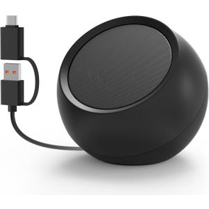 [Single] Computer Speaker for Desktop PC, USB-Powered, Plug-n-Play, Wired, External Speaker for Laptop, with Crystal-Clear Sound, Loud Volume, Rich Bass, Built-in USB-C Adapter for Full Compatibility (5 Watt)