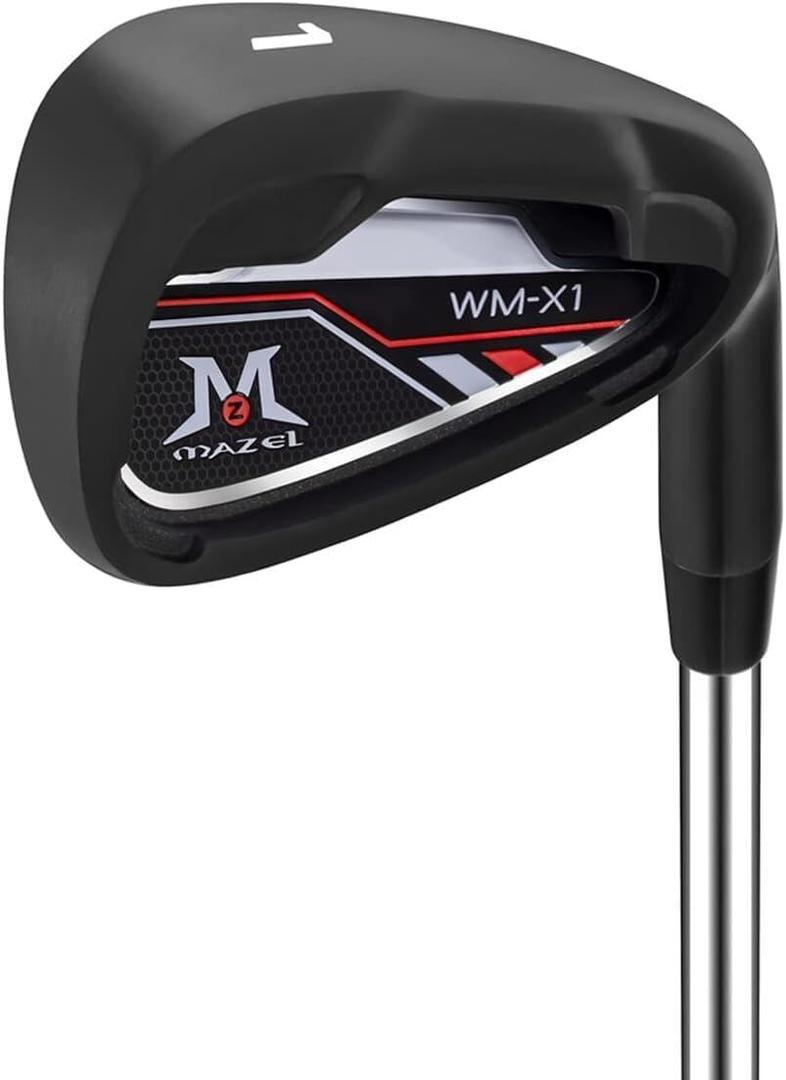 MAZEL WM-X1/2 Individual Men Golf Club Irons 1,Pitching Wedge,Approach Wedge,Sand Wedge with Graphite/Steel Shafts for Right Handed (2022 Model, Steel, Black, 1 Iron, Stiff, Right)
