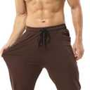 Hoerev Mens Cotton Running Athletic Sports Fashion Walking Running Yoga Breathable Pants Trousers (Brown, XL)