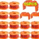 15 Pack Trimmer Spool Line for Worx,(WA0010)Replacement Weed Wacker String for Worx Weed Eater,Trimmer Line Refills 0.065'' for Worx,Suitable for Worx String Trimmers(12 Trimmer Spools,3 Trimmer Caps)