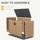 DWVO Outdoor Storage Shed, Weatherproof Resin, 35 Cu Ft Capacity, Horizontal Design, X-Shaped Lockable Door, Suitable for Bike, Garden Tools, Trash Cans, Brown