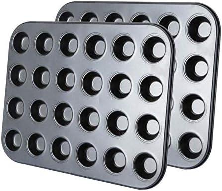 Kingrol 24-Cup Nonstick Mini Cupcake & Muffin Pans, Carbon Steel Baking Pans, Cake Moulds - 2 Pack