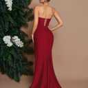 Women's Cocktail Dresses Elegant Black Strapless Slit Mermaid Evening Dresses for Wedding Guest (Red, M)