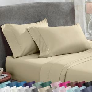 California Design Den Standard/Queen Size Pillowcase Set - 400 Thread Count Pillowcases, 100% Cotton Sateen, Set of 2 Pillow Covers, Soft and Breathable - Beige (Golden Tone)