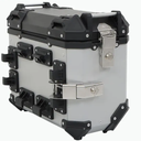Universal Side Case Motorcycle,36L Silver Aluminum Motorbike Hard Side Saddlebag Box Trunk with Support Rack