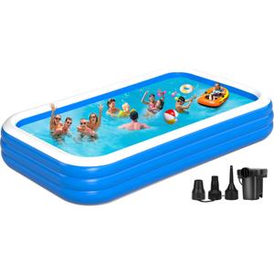 Extra Large Inflatable Pool for Adults, 180'' x 76'' x 22'' Oversized 0.65MM Thickened Family Blow Up Pool, Big Inflatable Swimming Pool for Backyard, Garden and Outdoor Fun