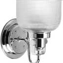 Progress Lighting P2989-15 Archie Collection Clear Double Prismatic Glass Coastal Bath Vanity, 1-Light, Polished Chrome