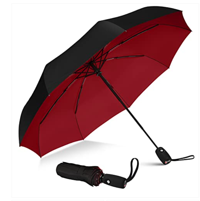 TUMELLA Strongest Windproof Travel Umbrella (Compact, Superior & Beautiful), Small Strong but Light Portable and Automatic Folding Rain Umbrella, Durable Premium Grip, Fits Car and Backpack