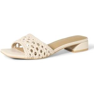 Amazon Essentials Women's Mini Heel Mule Sandals 5,  Cream Cane Weave