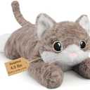 23.6" & 4.5 lbs Gray Cat Weighted Stuffed Animals for Comfort, Cuddly & Soft Kids' Plush Toy Pillows for Companion, Large Plushies with Removable Ceramsite Bag, Gifts for Adults, Kids, Boys and Girls