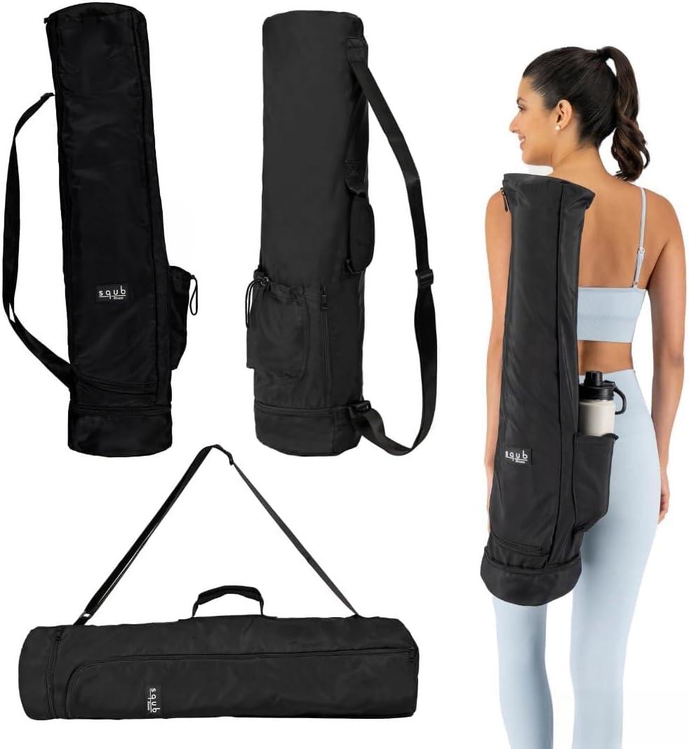 Yoga Mat Bag Crossbody Gym Bag for Women & Men, Waterproof Travel Carrier Fits Thick Yoga Mat, Multi Pocket Storage with Strap Holder, Shoulder Carry for Fitness Pilates Exercise