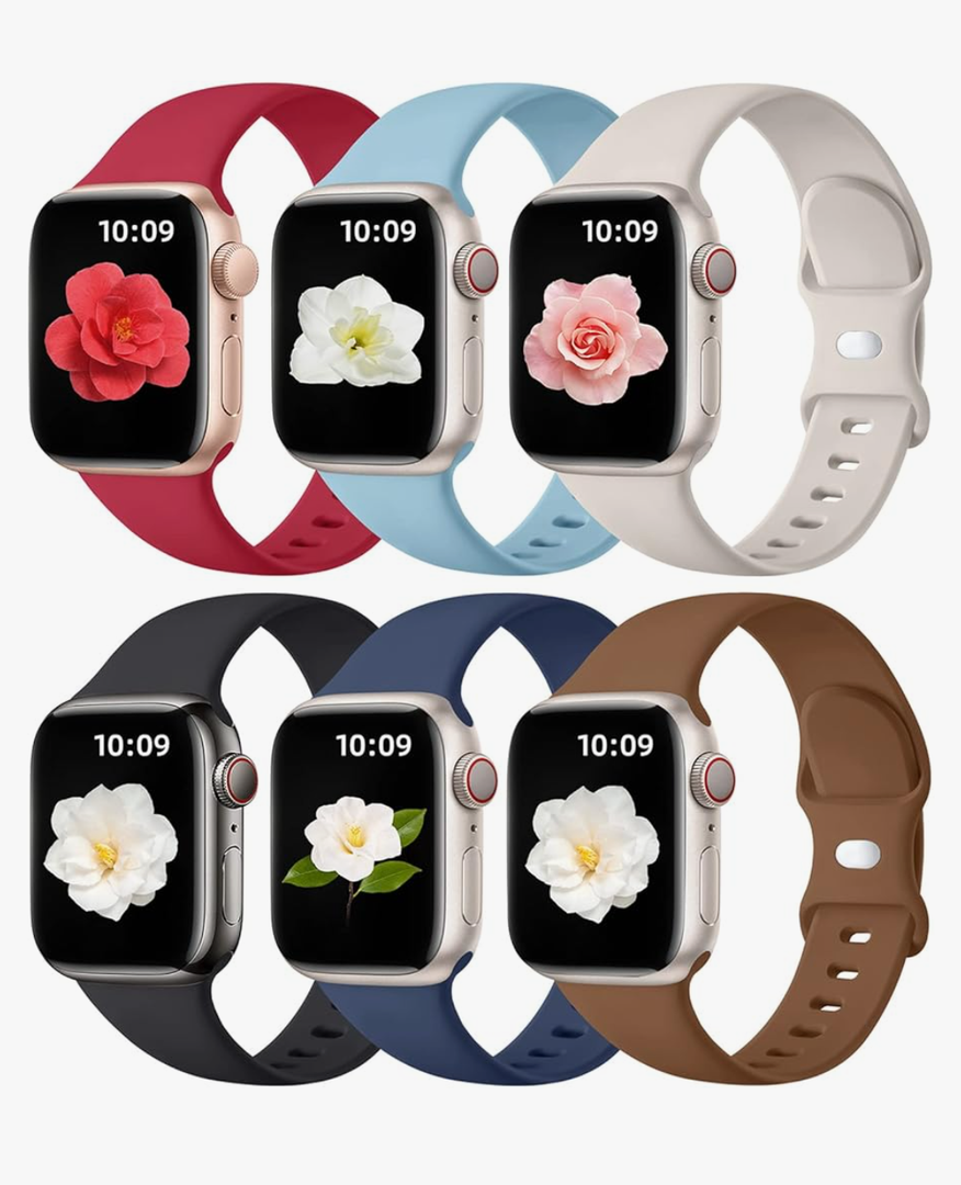 Maledan 6 Pack Bands Compatible for Apple Watch Band 38mm 40mm 41mm 42mm 44mm 45mm 46mm 49mm Women Men, Soft Silicone Sport Replacement Band for iWatch Apple Watch Series 10 9 8 7 6 5 4 3 SE Ultra