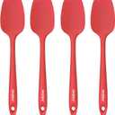 4 Pcs Silicone Spoon Spatula Set, 11.4 In, Food Grade Rubber Spatulas for Cooking, Baking, Mixing, 600F Heat Resistant, Nonstick and Flexible Kitchen Utensils, Seamless Spoonula (Red)