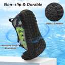BARERUN Kids Water Shoes Boys Girls Barefoot Aqua Socks Quick Dry Breathable Sports Aqua Athletic Sneakers Wide Toe Adjustable Lightweight Beach Swim Pool Shoes (2 Big Kid, Dinosaur)
