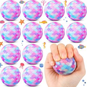 2 x Soulchen Mermaid Party Favors Stress Balls, Sensory Fidget Toys Gifts for Kids Mermaid Birthday Party Favors Supplies, Goodie Bag Stuffers, 1.57 inches/ 4 cm