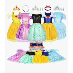 Princess Dress Up Clothes for Little Girl Role Play Costume Gift Set Princess Dress Up Toys for Toddler Girls