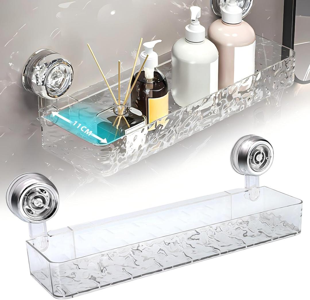 Corrugated Suction Cup Storage Holder,No-Drill Wall Mounted Storage Holder, Movable Suction Cup Shower Shelf Organizer, for Bathroom Kitchen Storage Rack Shelf Showers Accessories