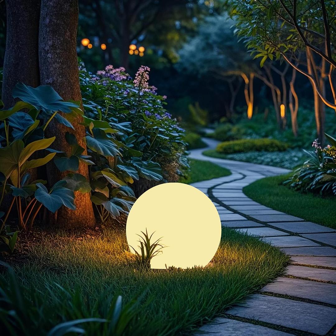 shumi Solar Ball Light-12inch LED Outdoor Table Lamp,16 RGB Colors and Dimmable Globe Light with Remote,Decor for Patio, Garden, Yard, Beach, Pathway, Nursery
