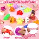 28 Pack Valentines Day Gifts for Kids Classroom Mochi Squishies Fidget Toys Filled Heart with Valentines Cards for Kids School, Valentines for Class Valentines Exchange Cards Party Favors Prizes