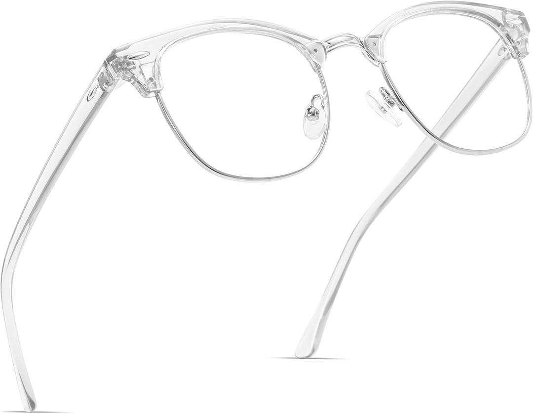 Blue Light Glasses for Woman/Men Computer Bluelight Glasses Womens/Mens (B-crystal Silver Frame)