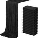 16 Pack Black Cheesecloth Table Runner 20 x 120 inch Gauze Table Runners 10 FT Long,Semi Sheer Boho Cheese Cloth Fabric Table Runner Bulk for Wedding,Party,Baby Shower,Bridal Shower Decoration