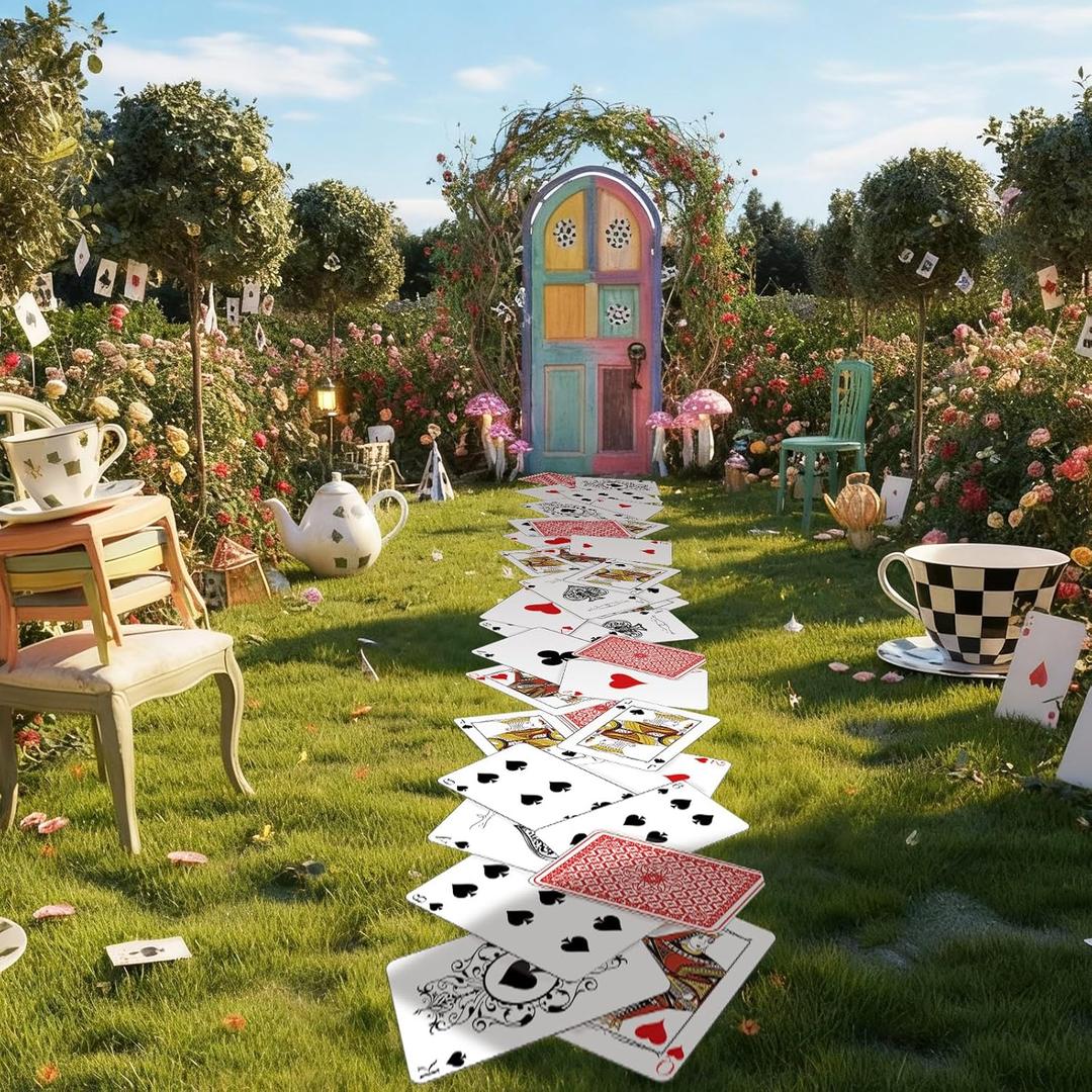 Preboun 2 Pcs Wonderland Party Decoration Aisle Runner Rug Carpet for Wonderland Tea Baby Shower Birthday Party Decorations (Poker)