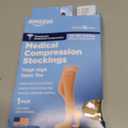 Amazon Basic Care Medical Compression Stockings, 20-30 mmHg Support, Women & Men Thigh Length Hose, Open Toe, Beige, Medium (Previously NuVein)