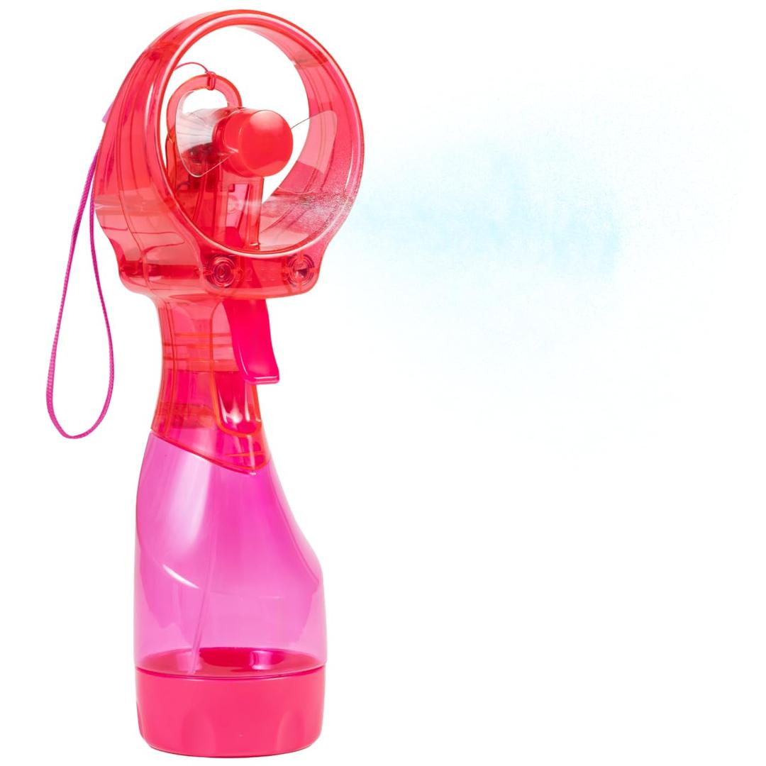 O2COOL Deluxe Handheld Battery Powered Water Misting Fan with Wrist Wrap (Strawberry Pink)