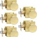 Goldenwarm Privacy Gold Door Knobs Interior, Zinc-Alloy Heavy Duty Brushed Gold Interior Door Knobs Bedroom, Contemporary Brass Door Knob Privacy (5 Pack)