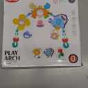 Adjustable Baby Stroller Arch Toy, Car Seat Toys for Infants 6-12 Months Bassinet Hanging Toy Bar Attachment with Mirror & Sound, Crib Comfort Gift for Birthday, Baby Shower (Ocean)