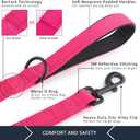 Plutus Pet Double Handle Dog Leash 6ft Long, Padded 2 Handle, Heavy Duty, Reflective Training Leash for Medium Large Dogs, Dual Handle Lead (Pink)
