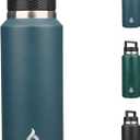 BJPKPK Insulated Water Bottles, Dishwasher Safe 36 oz Water Bottle with Handle, Leakproof BPA Free Water Jug, Stainless Steel Thermos for Sports, Navy Blue
