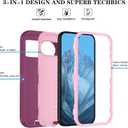 4 x Qinmay Phone Case for Google Pixel 10 Pro XL Case with HD Screen Protector, Heavy Duty Shockproof & Dropproof 3-Layer Cover Phone Case (WineRedPink, for Pixel 10 Pro XL)