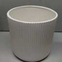 Amazon Basics Fluted Ceramic Round Planter, 10 in, White