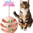 Cat Toys for Indoor Cats, Interactive Wobble Rotating Fun Tumbler Tunnels Ball with Feather Sticks for Bored Indoor Adult Dogs and Cats to Play Alone, Exercise & Reduce Anxiety (Pink).
