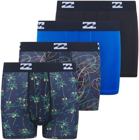 Billabong Boys Underwear Pack of 4 Boxer Briefs for Boys 6-18 Durable Stretch Breathable Moisture Wicking