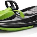 Snow Sled for Kids, Adults - Toboggan Sled, Easy Turning Steering Wheel, Anti-Slip Seat, Pull Up Brake, Durable Plastic Sled, Lightweight, Snow Sleds, Age 3+ 260 lbs (Mystic Green)