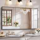 YIROMAN Bathroom Mirror 60"x36", Large Matte Black Bathroom Mirror for Over Sink with Aluminum Frame, Rectangular Vanity Mirror with Right Angle, Wall Mirror Hangs Horizontal or Vertical, Shatterproof