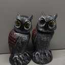Hausse 2 Pack Fake Owl Decoys to Scare Birds Away, Rotating Head Plastic Owl Bird Deterrents, 10.6 Inch Height Bird Scarecrow Nature Enemy Horned Pest Repellent for Outdoor Garden Yard (Black)