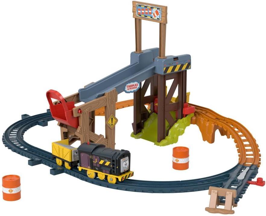 Thomas & Friends Motorized Toy Train Set Diesels Lift & Load Construction with Track & Cargo for Preschool Kids Ages 3+ Years