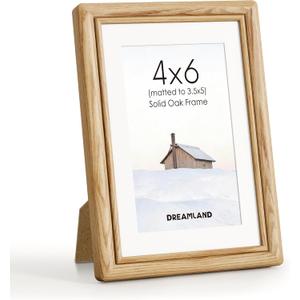Dreamland 4x6 Picture Frame, Oak Wood 4 by 6 Frames for Tabletop & Wall Display, 4x6 Picture Frame Matted to 3.5x5, Rustic Wood 4 x 6 Photo Frames with Tempered Glass (USA-Sourced White Oak Wood)