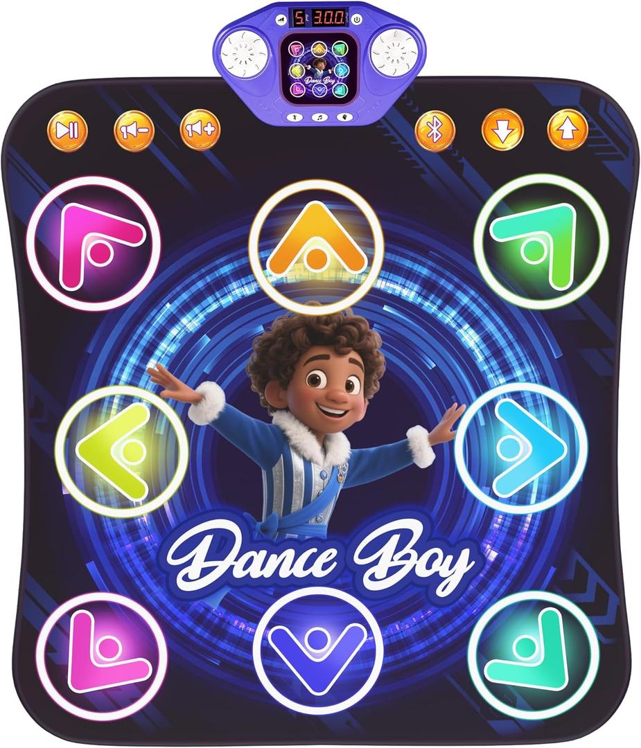 Dance Mat Toys for 3-12 Year Old Kids,Bluetooth Dance Pad with Light-Up 8 Keys,Interactive Dance Game with 4 Modes,Non-Slip & Built-in Music,Christmas Birthday Gift for Boys,Girls