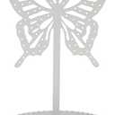 Top Brass Butterfly Earring Holder Organizer Metal Standing Jewelry Tree Display with Ring Tray (White)
