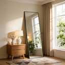 NEWBULIG Full Length Mirror, Full Body Floor Mirror with Aluminum Alloy Thin Frame, Wall or Standing Mirror for Bedroom, Living Room, Dressing Room (59.1"L x 15.7"W, Black-rectangular)