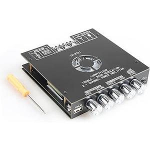 ZKHT21 TDA7498E Bluetooth Amplifier Board 160W×2+220W Subwoofer 2.1 Channel Audio Receiver Power Amplifier Module with Treble and Bass Control for DIY Speakers