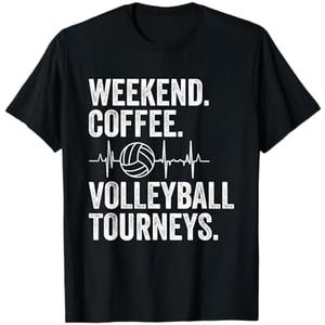 Vintage Weekend Coffee and Volleyball Moms Apparel T-Shirt.3XL