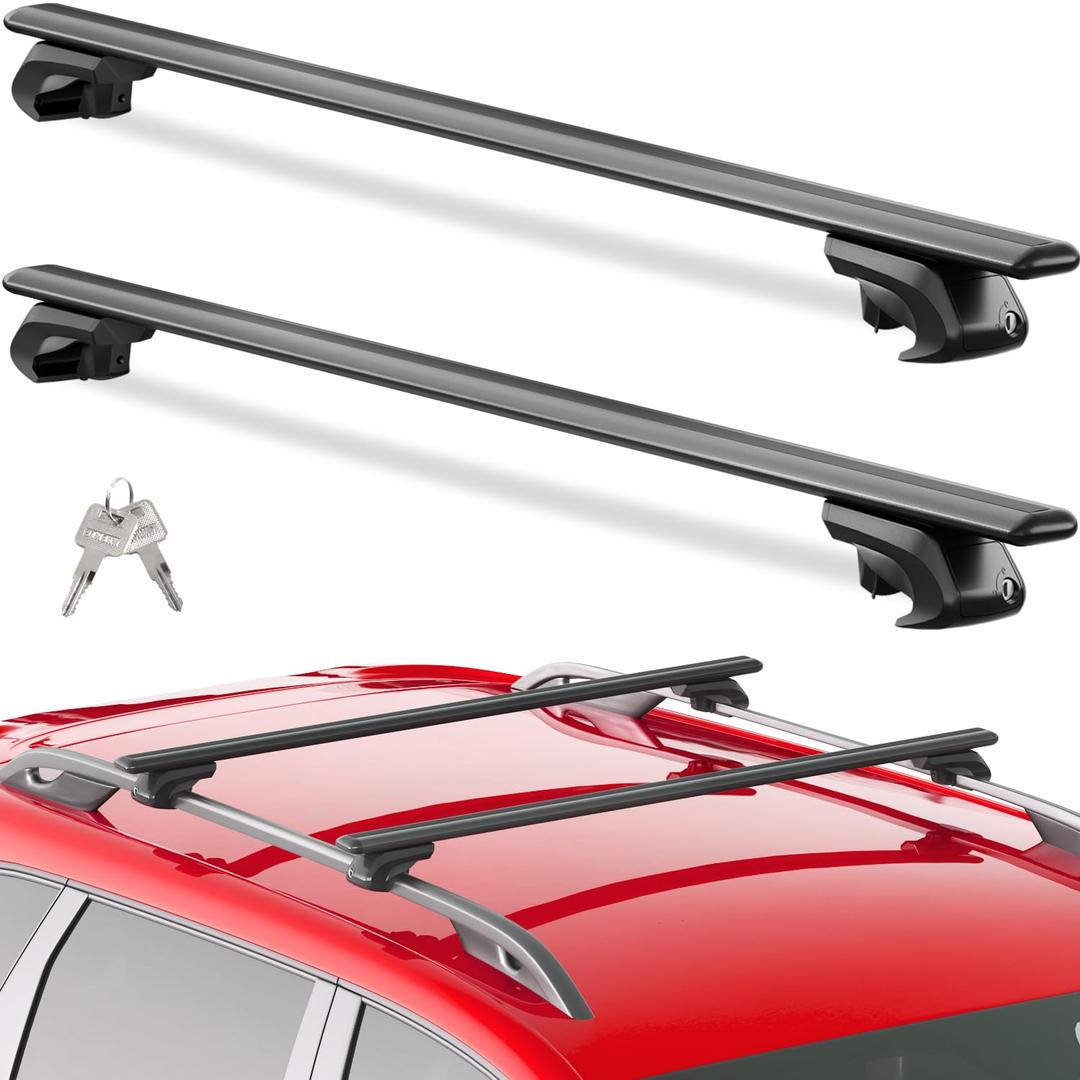 Tuyoung 330lbs Heavy Duty Universal Roof Rack Cross Bars - 56 Thick Lockable Roof Cross Bars Adjustable with Existing Raised Side Rails with Gap Black,Aluminum Crossbars for Cargo Carrier Kayak