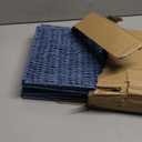 Vagusicc Wicker Storage Basket, Set of 2 Hand-Woven Paper Rope Wicker Basket, Large Storage Baskets for Organizing Toilet Paper, Foldable Cube Storage Organizer Bins for Shelves (Blue)